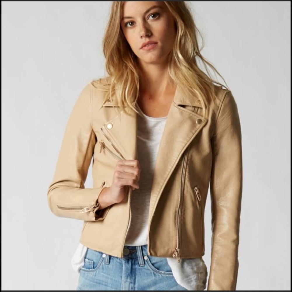 BlankNYC Tan faux leather Moto jacket